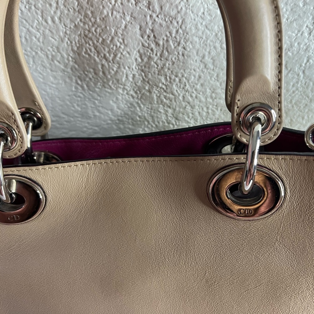 Dior Beige Leather Tote with Silver Accents - Picture 3 of 13